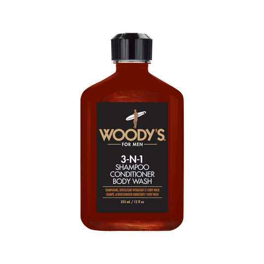 Woodys 3-IN-1 Shampoo, Conditioner, Body Wash 12 fl. oz.