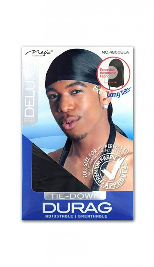 Magic-4800BLA  Expandable Deluxe Tie-Down DuRag -dz