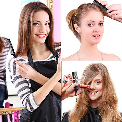 Noverlife 6PCS Metal Pin Tail Combs, Hairstyling Teasing & Taming Brush, Salon Hairdressing Sharp Rat Tail Comb Pointy Comb for Backcombing, Sectioning, Volumising, Conditioning, Detangling