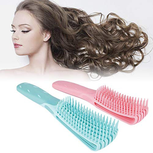 2 Pack Detangling Brush for Curly Hair, Hair Detangler, Afro Textured 3a to 4c Kinky Wavy for Wet/Dry/Long Thick Curly Hair, ExfoliatingYour Scalp for Beautiful and Shiny Curls (Pink & green)