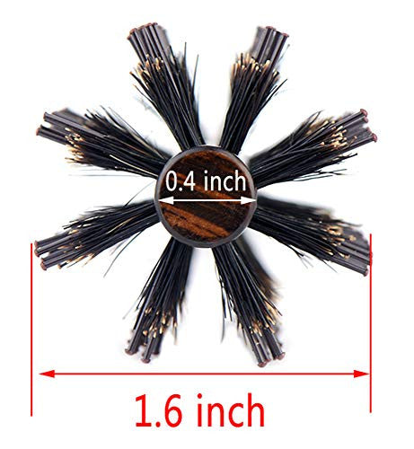 Petite brosse à cheveux ronde pour cheveux fins ou courts, Mini brosse à barbe ronde en poils de sanglier mixtes pour hommes