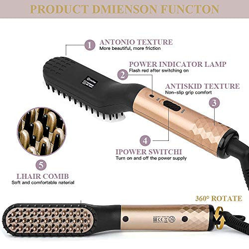 STYLEAGAL Lisseur à Barbe pour Hommes, Lisseur à Barbe Brosse Style Peigne Multifonctionnel pour le Toilettage de la Barbe et la Coiffure Mise en Forme Rapide