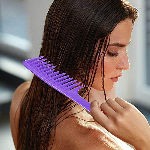 4 Pieces 9 1/2 Inches Anti-static Large Tooth Detangle Comb, Wide Tooth Hair Comb Salon Shampoo Comb for Thick Hair Long Hair and Curly Hair (Multi Color 2)