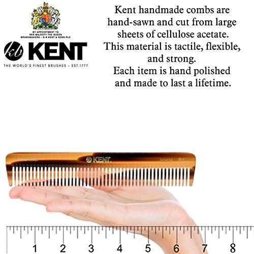 Kent R5T All Coarse Hair Detangling Comb Wide Teeth Dressing Table Comb for Thick Curly Wavy Hair. Hair Detangler Comb for Grooming Styling Hair, Beard and Mustache. Saw-Cut. Handmade in England