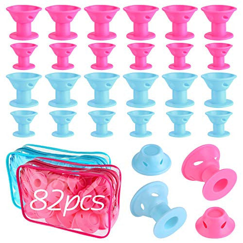 TUPARKA 82 Pcs Magic Hair Curlers, Including 40 Pcs Large and 40 Pcs Small Silicone Hair Rollers No Heat with 2 Pcs Storage Bag, DIY Hair Style Tools