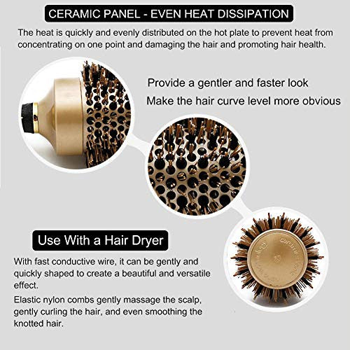 Brosse à air chaud, brosse à cheveux lissante – Brosse à cheveux ionique, peigne à cheveux rond antistatique portable, anti-brûlure, chauffage plus rapide, brosse à cheveux anionique (#04)