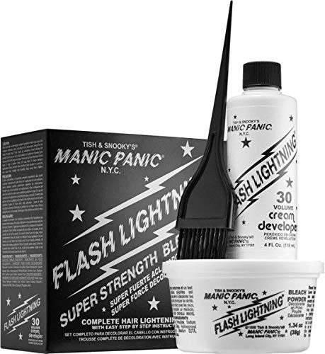 Manic Panic Flash Lightning Hair Bleach Kit (2-Pack) 30 Volume Cream Developer, Hair Lightener Kit for Light, Medium Or Dark Brown & Black Hair Color, Hair Bleach Powder Lifts Up To 5 Levels