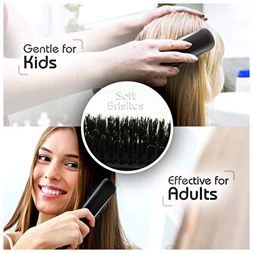 Boar Bristle Hair Brush Narrow - Black Wooden Paddle - Hair Accessories for All Hair Types