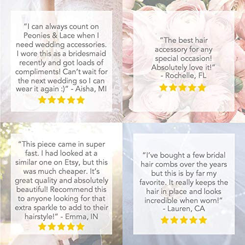 Pivoines et dentelle Peigne à cheveux de mariée élégant | Casque de mariage | Accessoires à pince à épingle avec strass en cristal et perles pour femmes