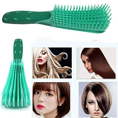 Detangling Brush for Black Natural Hair,Hair Detangler Brush for African American 3a/4b/4c Kinky Wavy,Curly,Coily,Thick Hair, Wet n Dry,Improve Hair Texture-Easy Clean (Green with Big Handle)