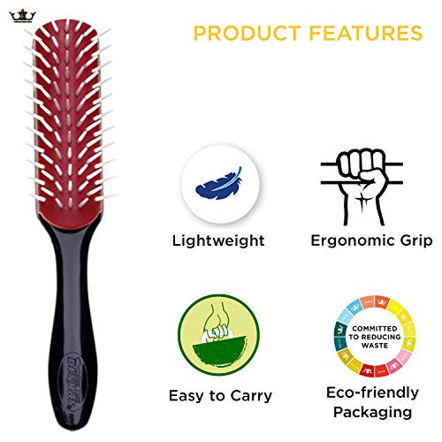 Denman Free Flow Wide Spaced Pins 7 Row Hair Styling Brush - 3-in-1 Styling Tool for Creating Volume, Detangling Thick Hair and Defining Curls, D31