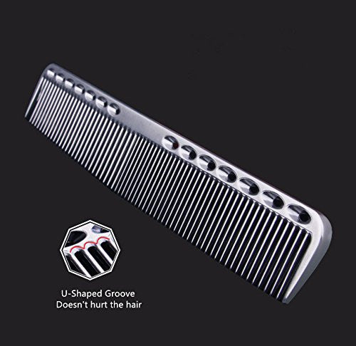 SMITH CHU Professiona Silver Space Aluminum Master Barber Combs for Hairdressing - New Salon Hair Styling Cutting Metal Comb