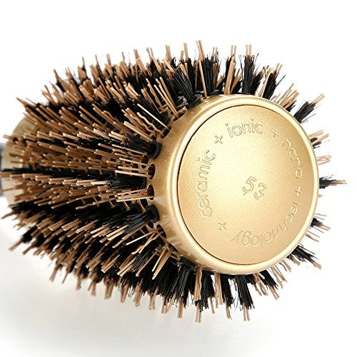 Brosse à air chaud, brosse à cheveux lissante – Brosse à cheveux ionique, peigne à cheveux rond antistatique portable, anti-brûlure, chauffage plus rapide, brosse à cheveux anionique (#04)