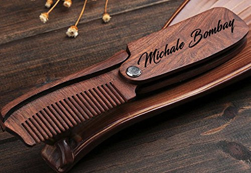 Peigne en bois pliant personnalisé - Barbe, moustache et cheveux pour hommes