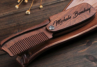 Peigne en bois pliant personnalisé - Barbe, moustache et cheveux pour hommes