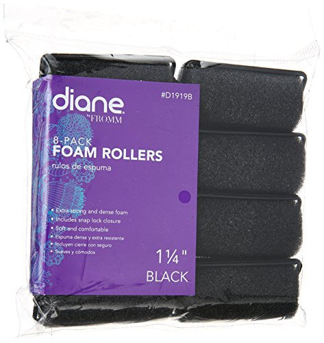 Diane Foam Rollers, Black, 1.25", 8/bag