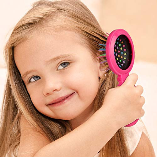 12 Pieces Round Travel Hair Brush with Mirror Folding Pocket Hairbrush with Make up Mirror Travel Hair Comb for Women Girls Travel Daily Use Purse Gift Idea (Purple, Rose Red)