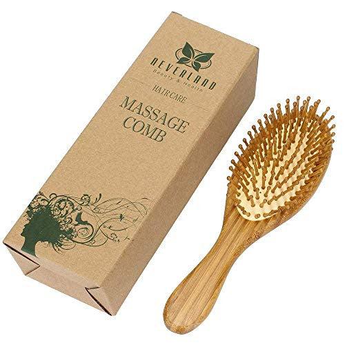 Neverland Beauty – brosse de Massage en bois de bambou naturel, peigne pour tous les types de cheveux, améliore la croissance des cheveux, prévient la perte de cheveux, 1 pièce