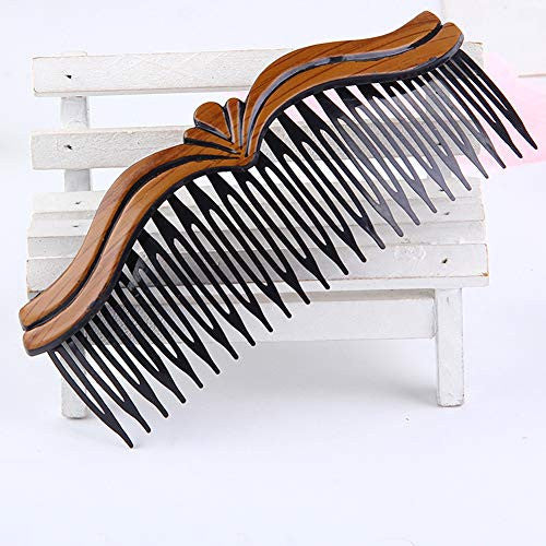 8 pièces en plastique grain de bois creux cheveux côté peignes rétro peigne à cheveux épingles clips coiffure avec dents pour dame femmes filles accessoires de coiffure [taille du peigne (LW): 13.5x4.8cm/5.3x1.78inch]