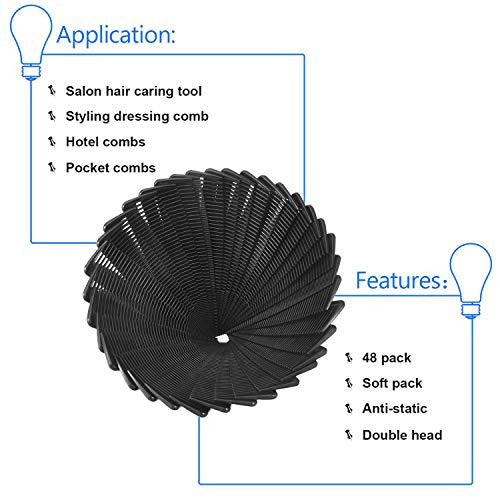 48 Pack Hair Comb Fine Cutting Comb Unbreakable Plastic Hairdressing Combs 6.9 Inch Carbon Fiber Barber Cutting Comb for Salon or Hotel Hair Care