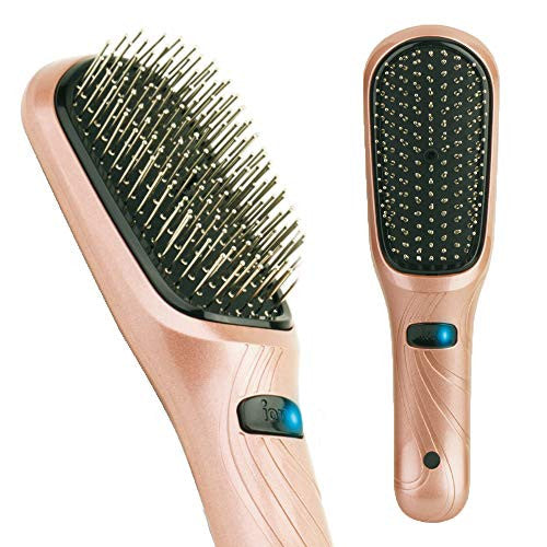 Brookdale Ionic Hair Brush – Vibrating Scalp Massage Brush - Portable Antistatic Electric Hair Comb for Anti-Frizz, Soft, Healthy and Shiny Hair