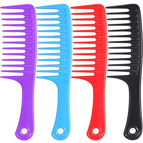4 Pieces 9 1/2 Inches Anti-static Large Tooth Detangle Comb, Wide Tooth Hair Comb Salon Shampoo Comb for Thick Hair Long Hair and Curly Hair (Multi Color 2)