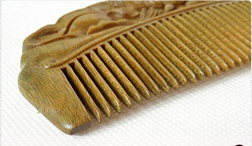 Handmade Carved Natural Sandalwood Hair Comb - Anti-Static Sandalwood Hair Comb Beard Brush Rake Comb Handmade Engraving Lotus