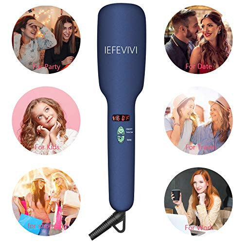 IEFEVIVI Hair Straightener Brush Lonic-2-in-1 Straightening Brush Iron with Anti-Scald Feature, Auto Temperature Lock and Auto-off Function MCH hair straightener Ceramic Technology