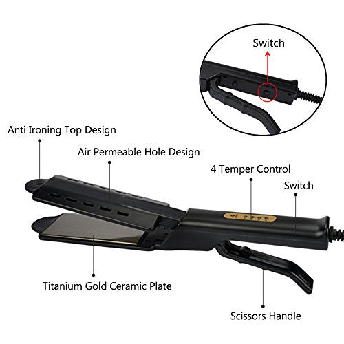 Hair Straightener,Hann Professional Electronic Hair Straightener Irons Portable Ceramic Flat Straightening Styling Tools(Black)