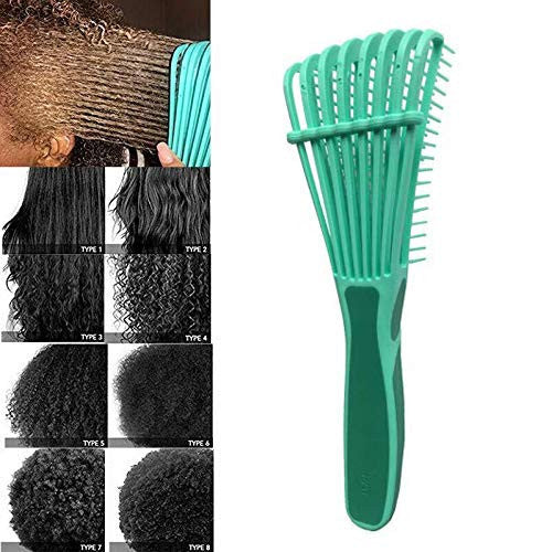 Detangling Brush for Black Natural Hair,Hair Detangler Brush for African American 3a/4b/4c Kinky Wavy,Curly,Coily,Thick Hair, Wet n Dry,Improve Hair Texture-Easy Clean (Green with Big Handle)