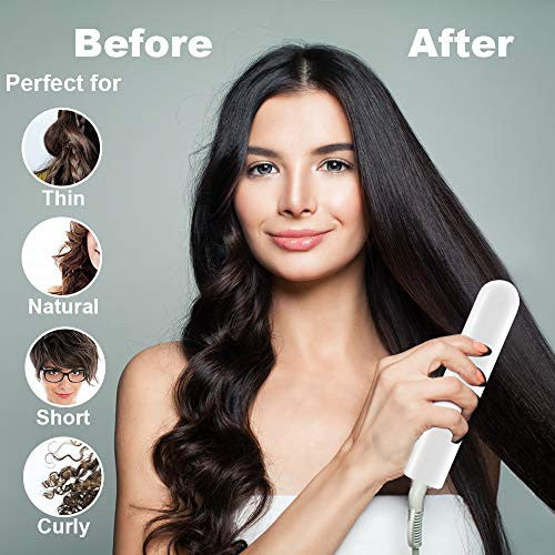 ALDOM Ionic Hair Brush Straightener - Hair straightening Brush with 30s Fast Ceramic Heating Straightening Comb for Home, Travel and Salon, 356℉ Constant Temperature, Anti-Scald, Frizz-Free