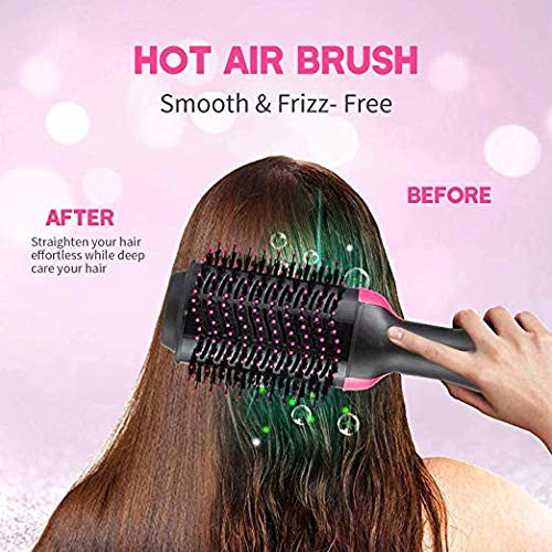 Kuke Hair Dryer Brush, 4 in 1 Hot Air Brush, One Step Hair Dryer & Volumizer with Two Hair Ties Salon Negative Ion Blow Dryer Brush Perfect for Hair, Curling, Styling and Drying All Hair Types