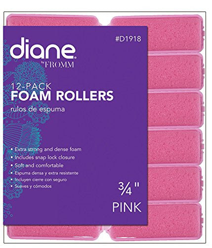 Diane Foam Rollers, Pink, 3/4", 12/bag