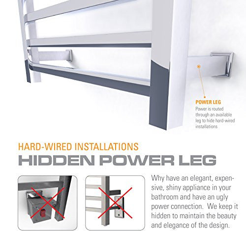 Brandon Basics Wall Mounted Electric Towel Warmer with Built-in Timer and Hardwired and Plug in Options, Stainless Steel - Polished