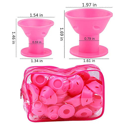 Magic Hair Curlers, Shellvcase 40 Pack Silicone Hair Curlers Rollers No Heat & Clips DIY Curling Styling Tools for Women Gift (20PCS Large & 20PCS Small/Pink)