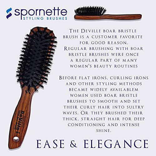 Spornette Deville Sculpting Hair Brush #343 Soft Boar Bristle, Wood Handle, Cushioned Smoothing Brush for Daily Maintenance, Finishing & Adds Shine to Brush Outs and Blow Outs