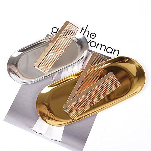 Grtdrm Portable Metal Comb, Minimalist Pocket Golden Hair Comb for Women Men Unisex