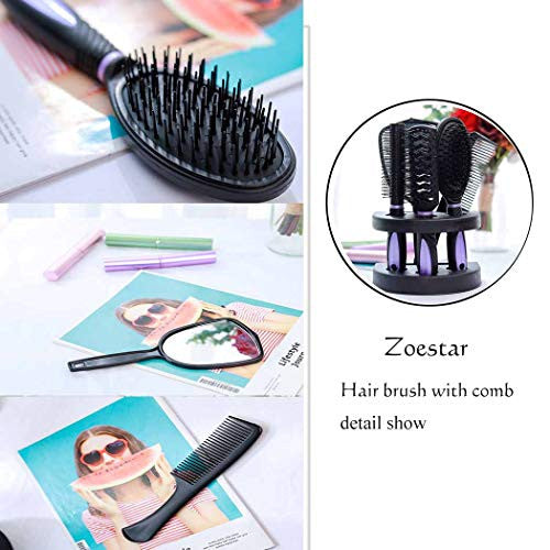 Zoestar 5Pcs Hair Brush and Comb Set for Women and Men （Purple）