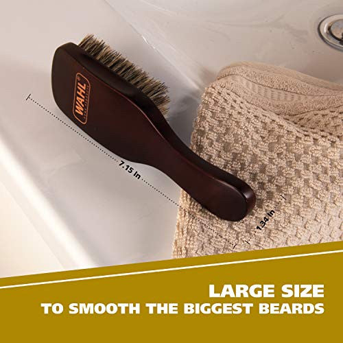 WAHL Large Handled Beard Brush with 100% Boar Bristles with Firm Natural Hair for Grooming & Styling – Wood Handle for Beards, Moustaches, Skin & Hair Care – Model 3347