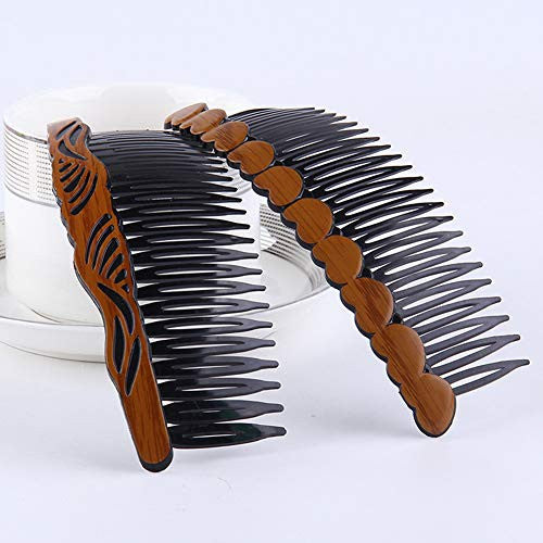 8 pièces en plastique grain de bois creux cheveux côté peignes rétro peigne à cheveux épingles clips coiffure avec dents pour dame femmes filles accessoires de coiffure [taille du peigne (LW): 13.5x4.8cm/5.3x1.78inch]