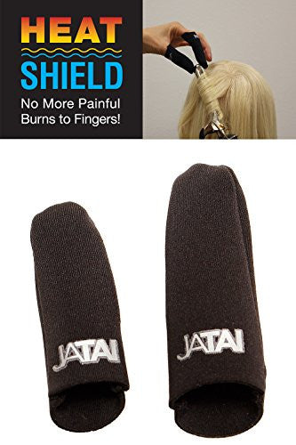 JATAI Heat Shield - Thermal Finger Protection Guards for Curling and Flat Irons, Wands, Blow Dryers - 2pc (Thumb & Finger) (M/L - thumb wider than 3/4" (2cm), Black)