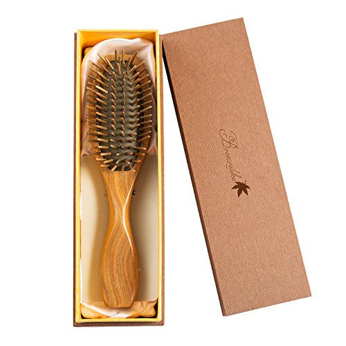 Breezelike Sandalwood Hair Brush - Wooden Natural Detangler - Handmade Pro Detangling Massage Brush