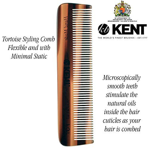 Kent A FOT All Fine Tooth Handmade Pocket Comb for Men, Hair Comb Straightener for Everyday Grooming Styling Hair, Beard and Mustache, Use Dry or with Balms, Saw Cut and Hand Polished, Made in England