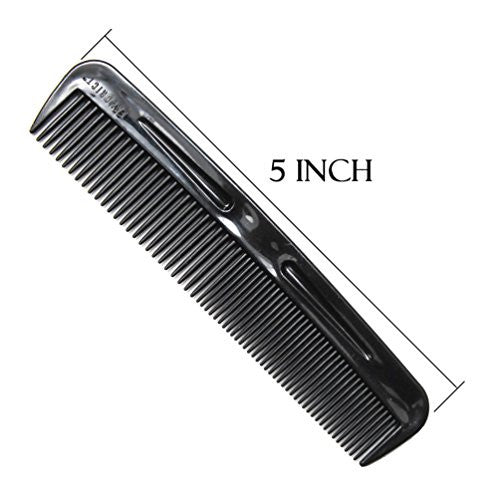 Luxxii (4 Pack) Hair Scalp Massage Shampoo Palm Brush Massager with 5" Favorict Pocket Comb (Black Color)