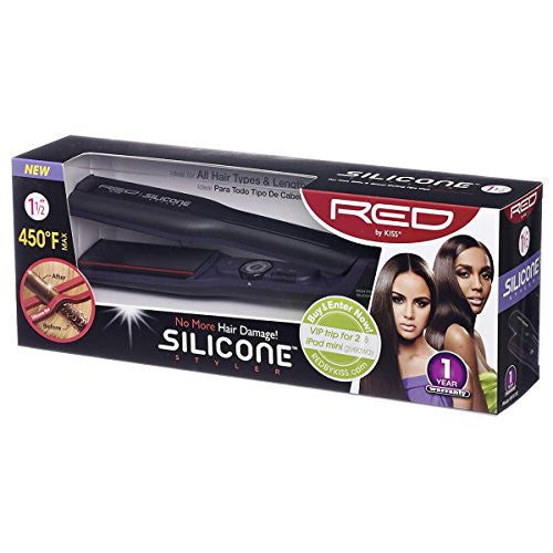 RED Kiss Silicone Flat Iron, 1.5 Inch