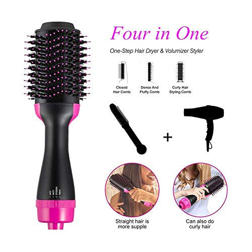 Kuke Hair Dryer Brush, 4 in 1 Hot Air Brush, One Step Hair Dryer & Volumizer with Two Hair Ties Salon Negative Ion Blow Dryer Brush Perfect for Hair, Curling, Styling and Drying All Hair Types