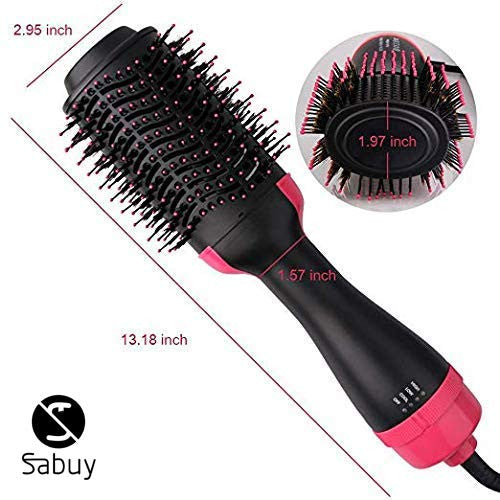 Sabuy 3 IN 1 One Step Hair Dryer & Volumizer Hot Air Brush Blow Dryer Brush Ceramic Negative Ion Electric Combo Hair Straightener & Curly Hair Comb