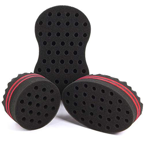 ORIY Small Holes Magic Twist Hair Curling Sponge for Men Women Boys Afro Natural Hair Style Curler Wave Barber Coil Sponge Brush Kit Black 10mm