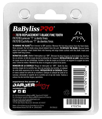 BaBylissPRO Barberology Fine Tooth Graphite Replacement Blade for Outlining Hair Trimmers (FX707B), Black