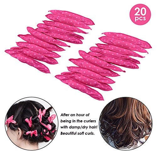 Locisne 20pcs Flexible Foam Sponge Hair Curlers, No Heat Hair Curlers Magic Pillow Soft Rollers Spiral Curls Set Hair Care DIY Styling Tools Comfy to Sleep on (Pillow Rollers)